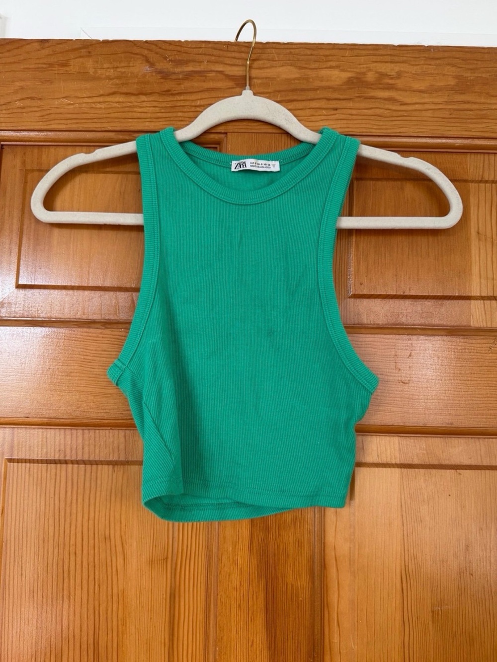 Zara Emerald Green Ribbed Crop Tank